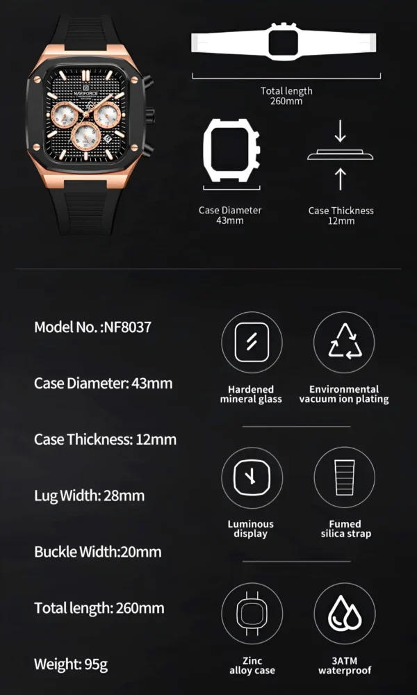 Reloj Naviforce Deportivo Nf8037 Goma Ho - Imagen 3