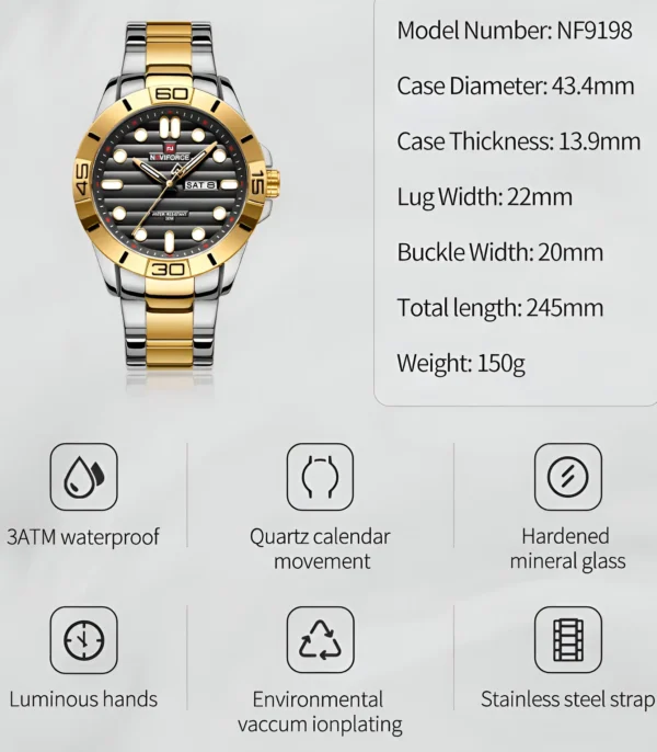 Reloj Naviforce Casual Nf9198 Crono Homb - Imagen 4